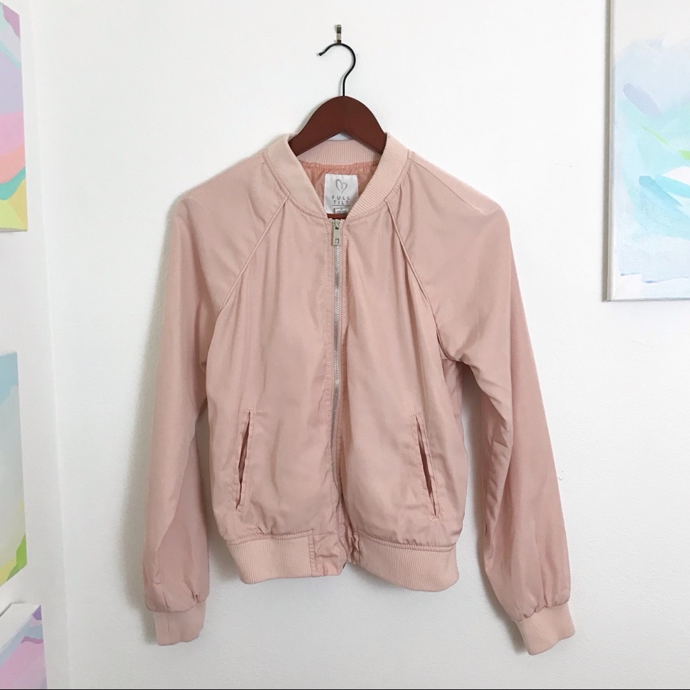 EUC FULL TILT Matte Satin Bomber Jacket  - Blush